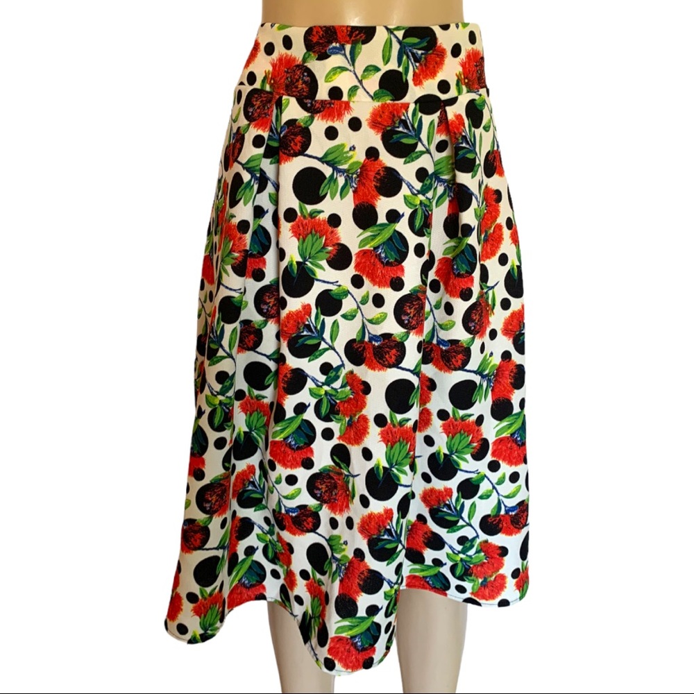 Zenobia Rockabilly Pin Up Polka Dots 50’s Swing Skater Fit & Flare Pleated Skirt